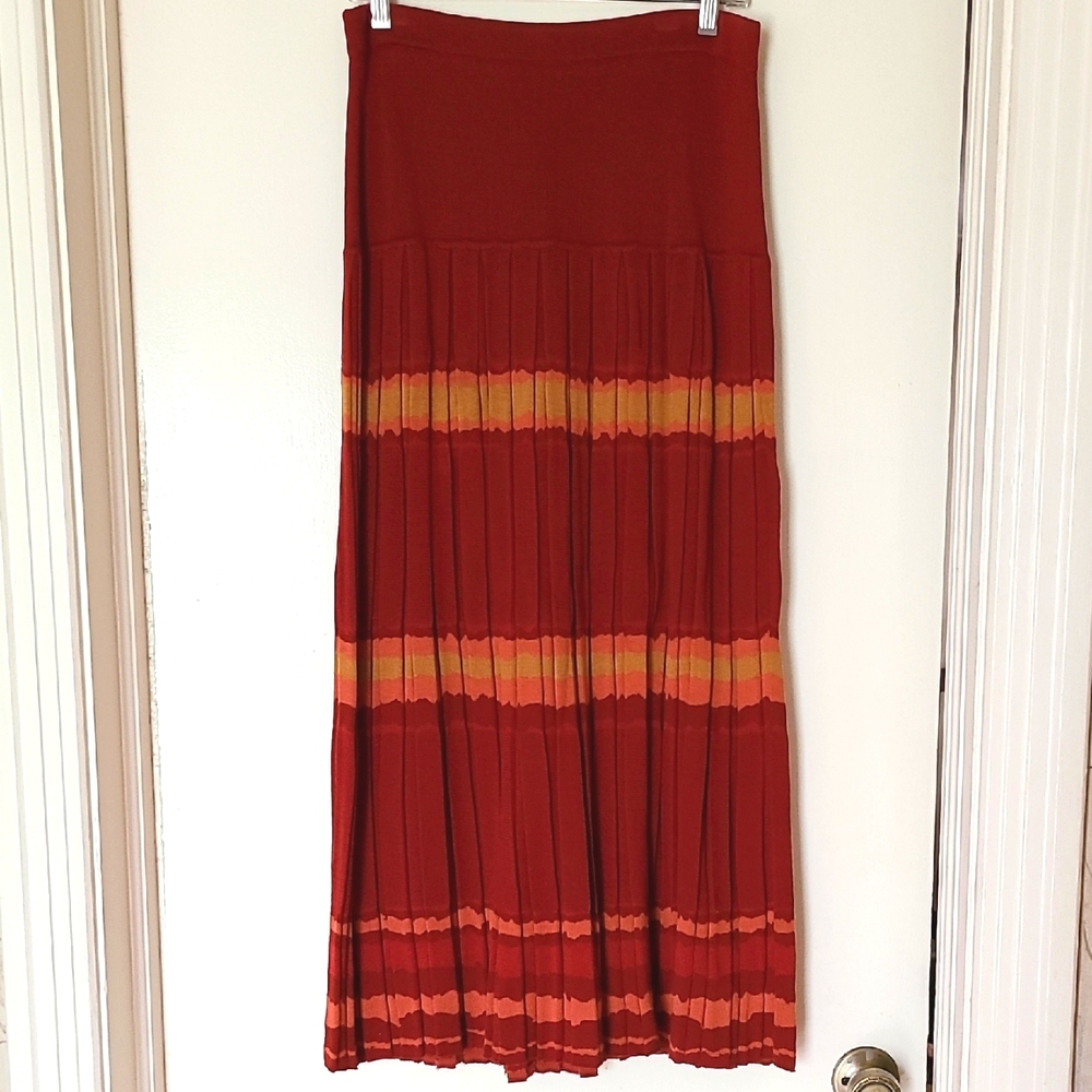 Peruvian Connection Pima Cotton Pleated Maxi Skirt M